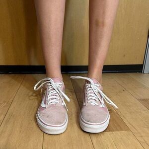 Vans Women's Pink and White Sneakers